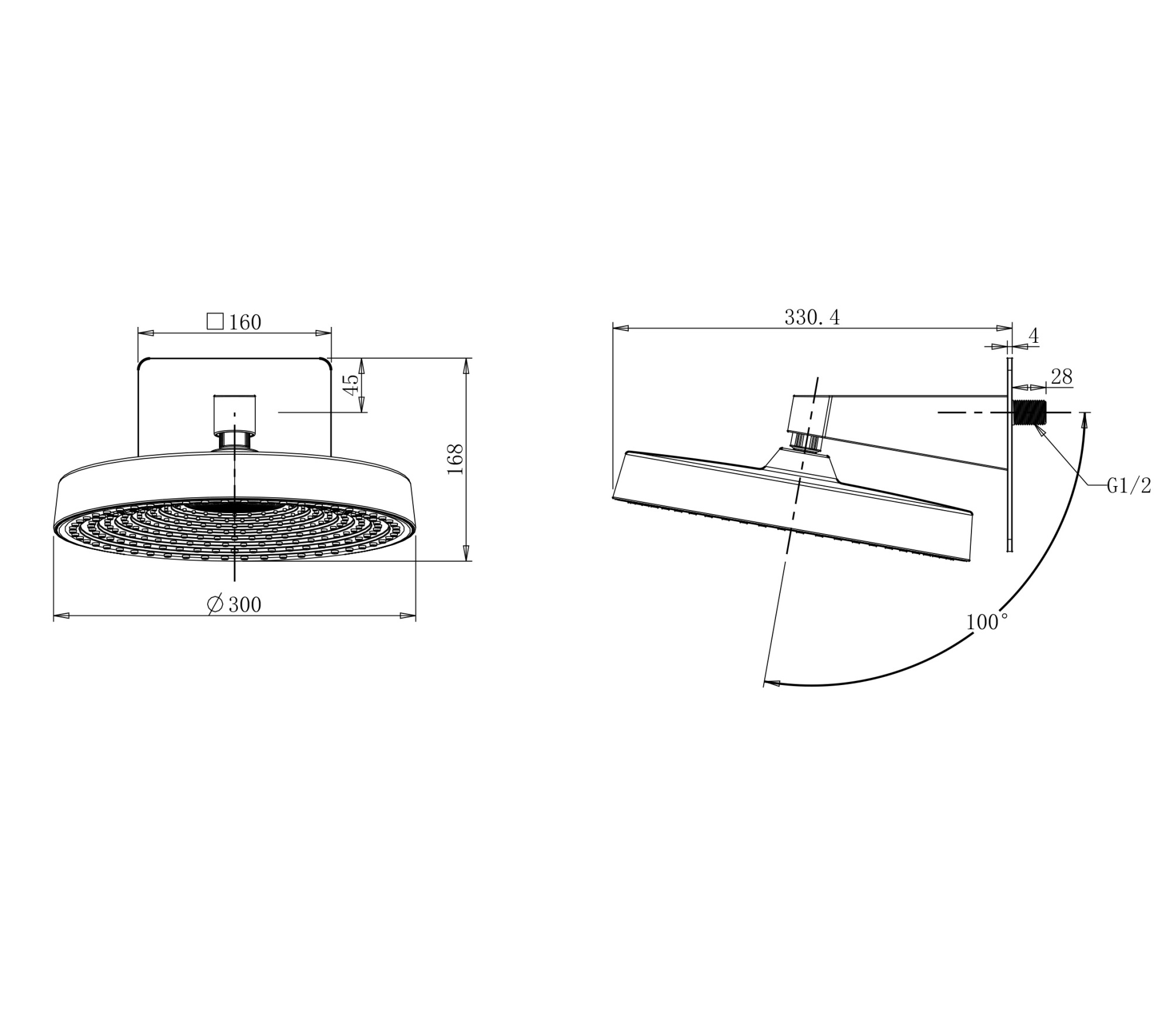 Верхний душ Wonzon & Woghand WW-HS099-BGG темный графит брашированный