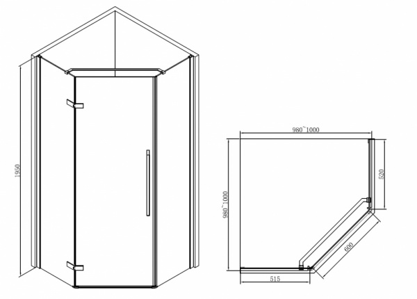 Душевой уголок 100x190 ABBER Ewiges Wasser AG05100B Душевой уголок 100x190 ABBER Ewiges Wasser AG05100B