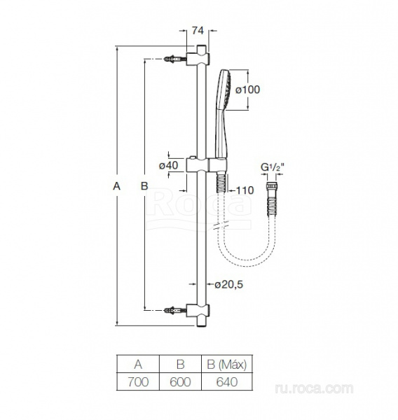 Душевой набор Roca Stella 100/1F 5B9D03C00 Душевой набор Roca Stella 100/1F 5B9D03C00