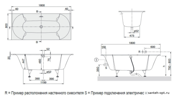 Ванна квариловая Villeroy & Boch Pavia UBQ180PAV2V-01