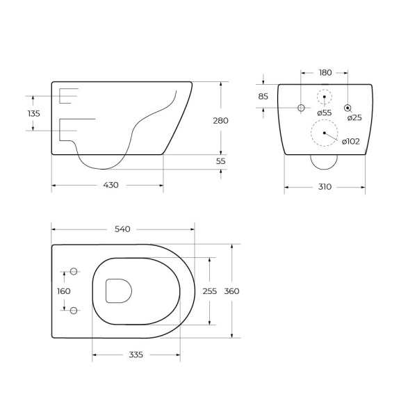 Унитаз Cezares Molveno CZR-2468-TH-R подвесной безободковый