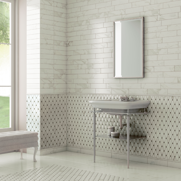 Вставка карандаш Vallelunga Calacatta 30x1.5 см G20408 белый