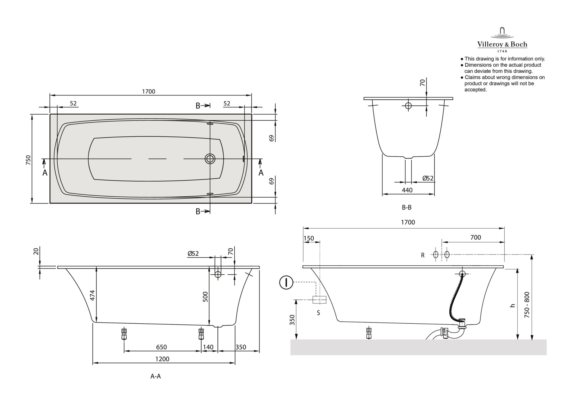 Ванна квариловая Villeroy & Boch My Art UBQ170MYA2V-01