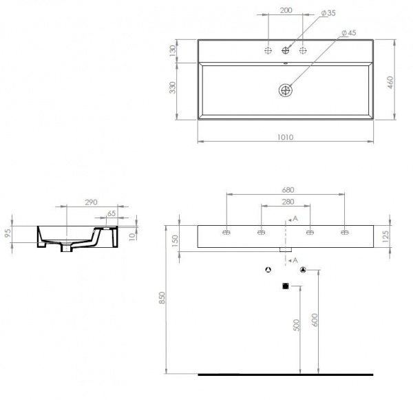 Керамическая раковина 100x46 см Cezares TWENTY TW11011 белый Керамическая раковина 100x46 см Cezares TWENTY TW11011 белый