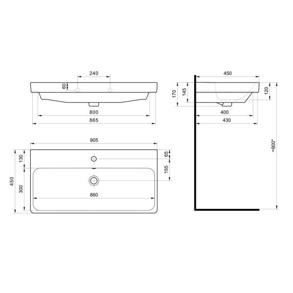 Мебельная раковина Santek Адриана 90 см 1WH501629