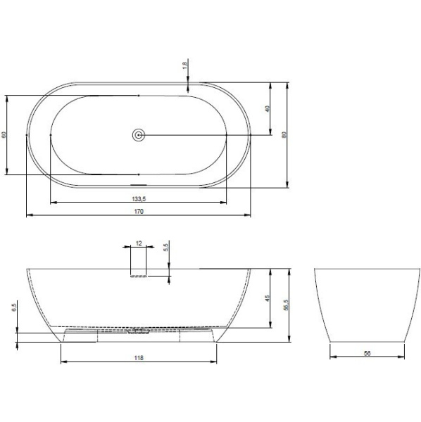 Ванна из искусственного камня Riho Bilbao 170x80 B118001105
