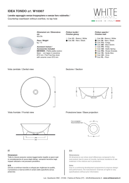 Раковина  White Ceramic Idea W10307PL сливовый матовый Раковина  White Ceramic Idea W10307PL сливовый матовый
