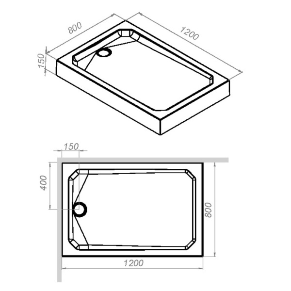 Поддон с сифоном 120x80 AM.PM Gem Square W90T-404-12080W Поддон с сифоном 120x80 AM.PM Gem Square W90T-404-12080W