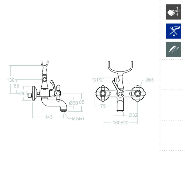 Смеситель для ванны Ramonsoler Gaudi 3105CG с душевой лейкой хром