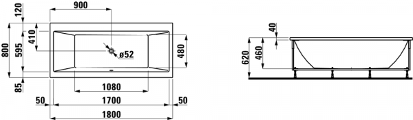 Акриловая ванна 180x80 Laufen Pro 2.3295.6.000.000.1 Акриловая ванна 180x80 Laufen Pro 2.3295.6.000.000.1