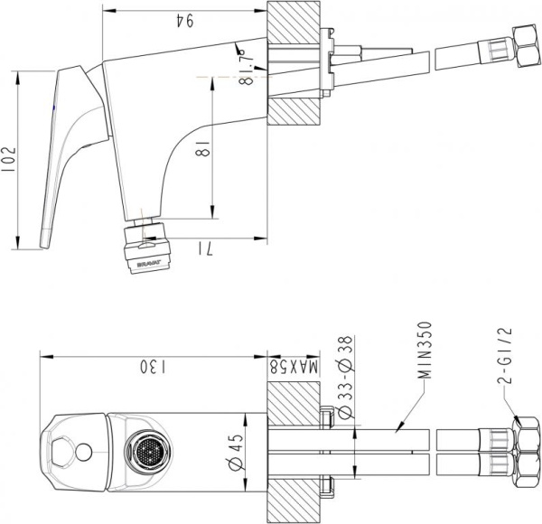 Смеситель для биде Bravat Drop-D F348162C Смеситель для биде Bravat Drop-D F348162C