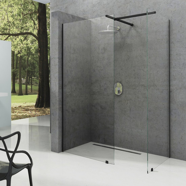 Неподвижная стенка Ravak ST Walk-In Wall 800 x 2000 профиль черный стекло прозрачное GW9W40300Z1