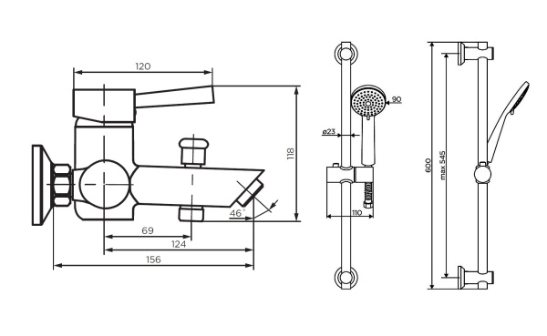 Смеситель для ванны Dorff Logic NEW D0103030SS нержавеющая сталь матовый