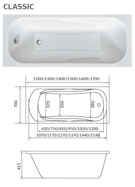 Ванна акриловая 170х70 1Marka CLASSIC Ванна акриловая 170х70 1Marka CLASSIC