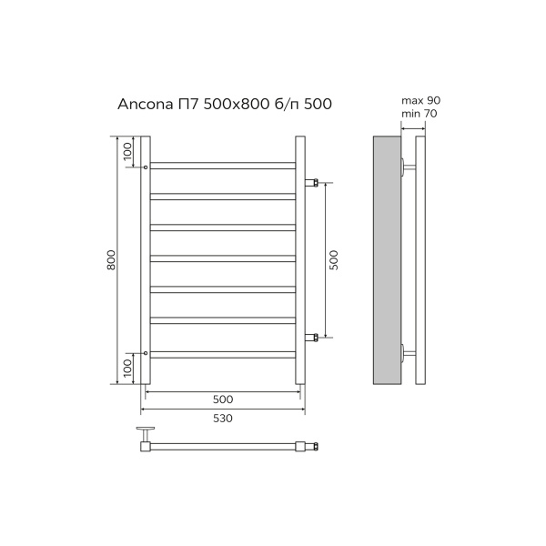 Полотенцесушитель водяной квадрат секций боковое подключение 53x80 см Azario Ancona AZ71558 хром Полотенцесушитель водяной квадрат секций боковое подключение 53x80 см Azario Ancona AZ71558 хром