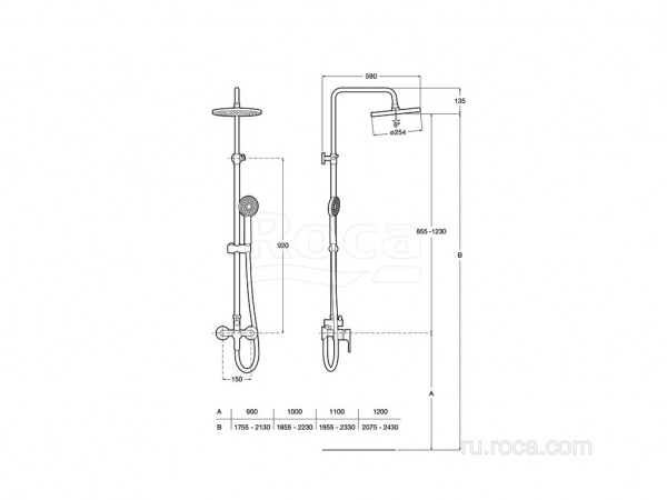 Душевая стойка Roca L20 5A9709C00 Душевая стойка Roca L20 5A9709C00