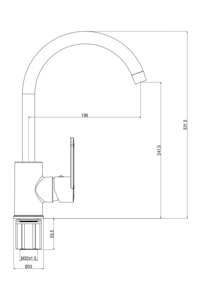 Смеситель для кухни Voda Waterfall WF519R хром глянцевый