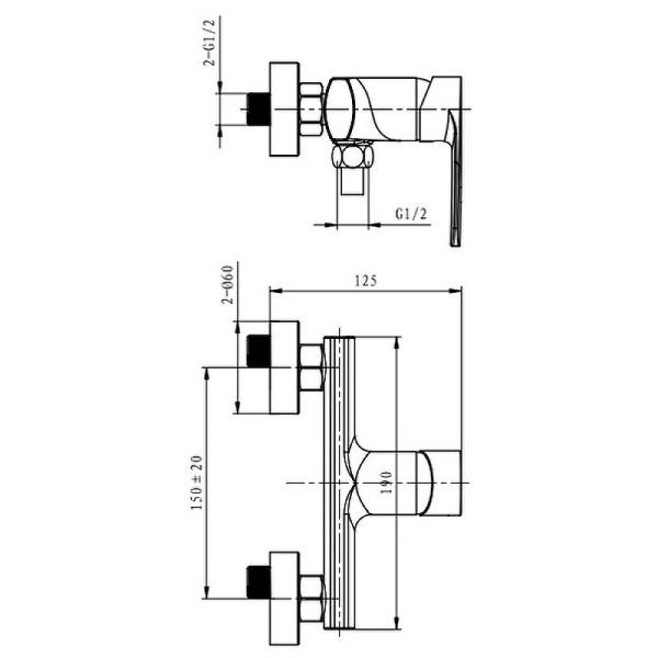 Смеситель Caprigo Atlantic 51-016-crm для душа хром глянцевый