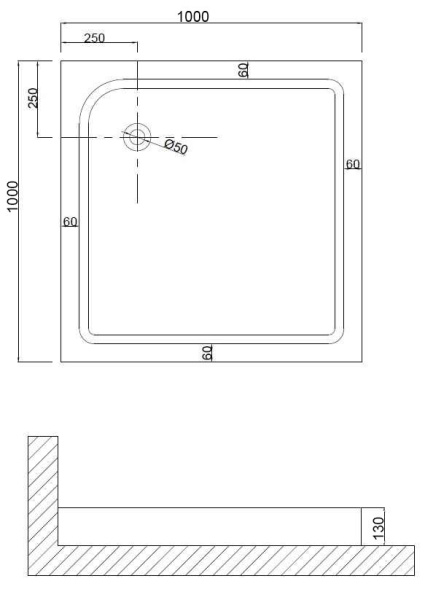Душевой поддон 100x100x13 NIAGARA Nova NG-100-100Q Душевой поддон 100x100x13 NIAGARA Nova NG-100-100Q