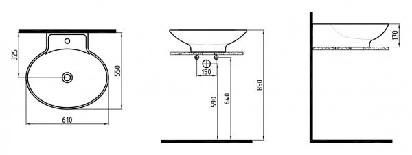 Раковина на столешницу Bien Harmony HRLG06101FD1W3000