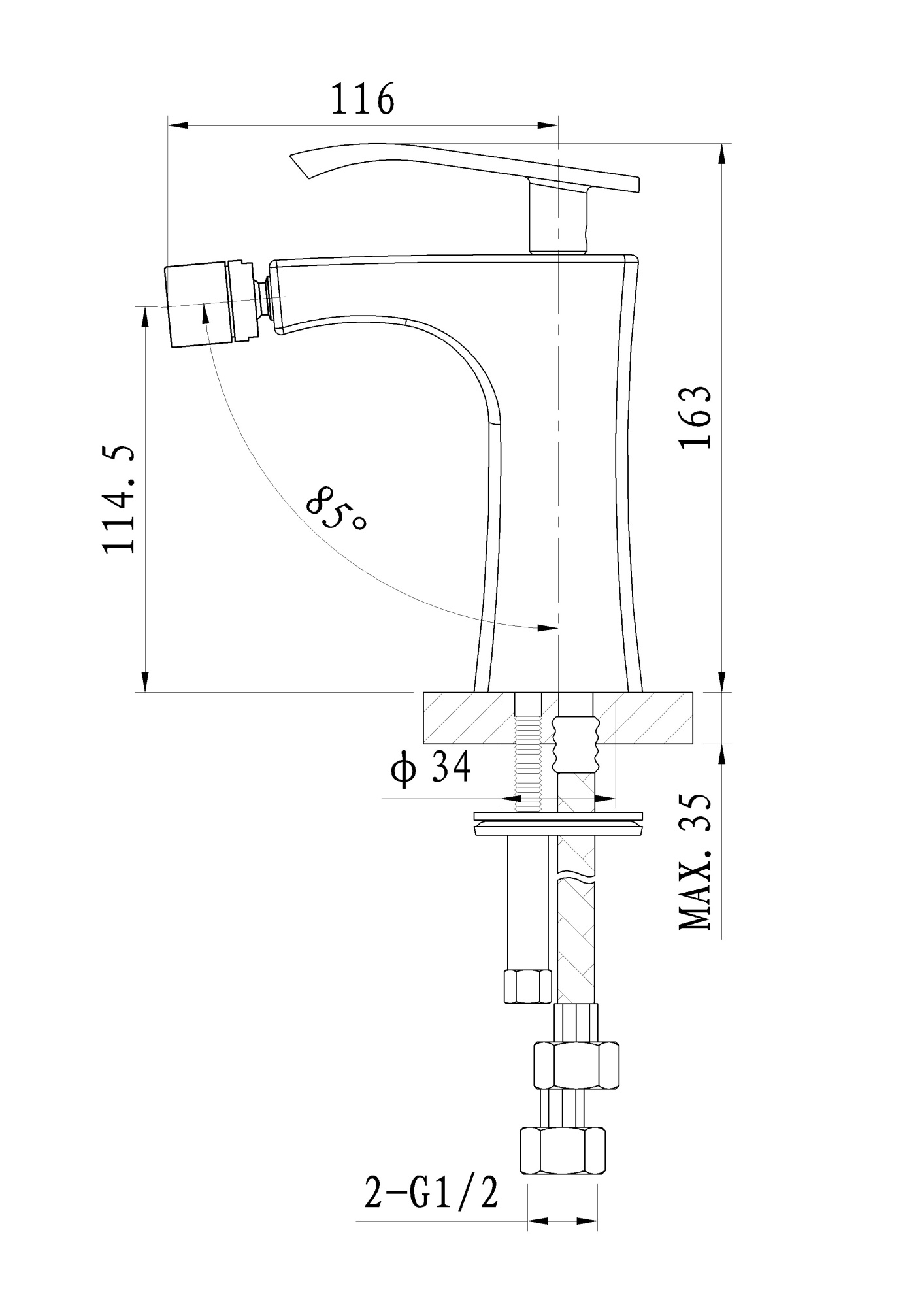 Смеситель для биде Wonzon & Woghand Triumph WW-565001-CR хром глянцевый
