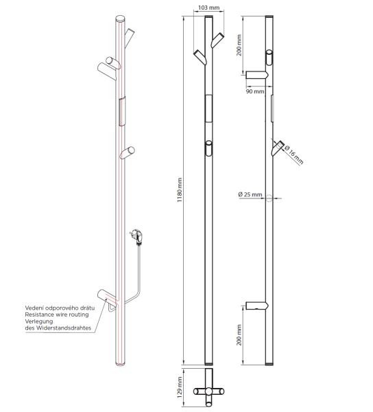 Полотенцесушитель электрический Bemeta 10x118 704153015 30W