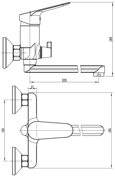 Смеситель для ванны Esko Kazan KZ31 хром глянцевый