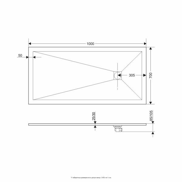 Душевой поддон каменный 70x100 Grossman Strong GR-S170100Q белый Душевой поддон каменный 70x100 Grossman Strong GR-S170100Q белый