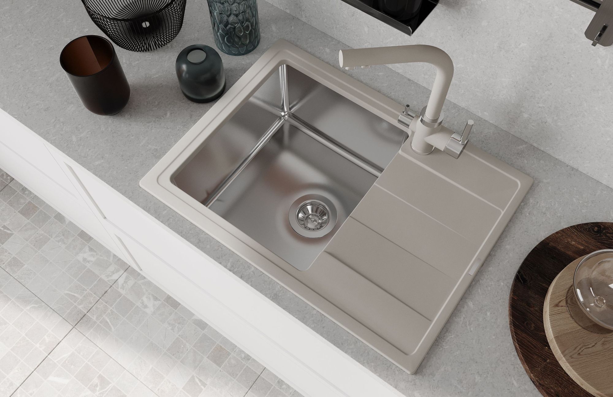 Кухонная мойка комбинированная 65x48 Florentina 21.390.B0650.307 Серый шёлк Кухонная мойка комбинированная 65x48 Florentina 21.390.B0650.307 Серый шёлк