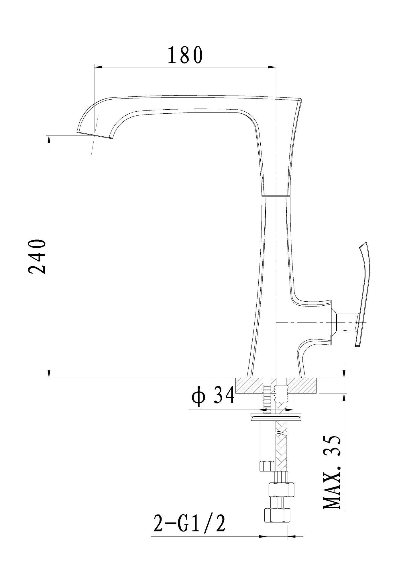 Смеситель для кухонной мойки Wonzon & Woghand Triumph WW-562101-CR хром глянцевый