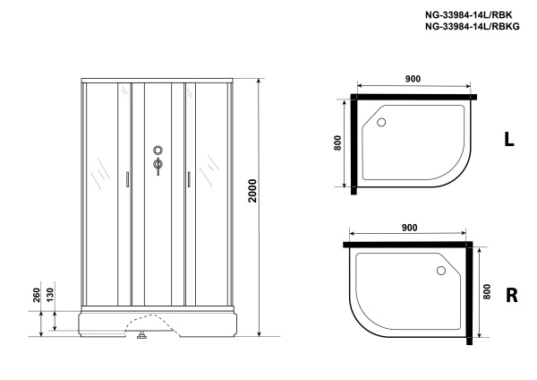 Душевая кабина 90x80 Niagara Classic NG-33984-14RBK средний поддон стекло матовое Душевая кабина 90x80 Niagara Classic NG-33984-14RBK средний поддон стекло матовое