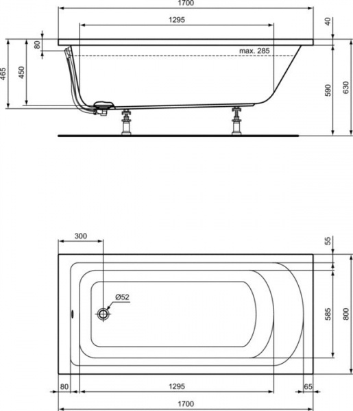 Прямоугольная ванна 170х80 см Ideal Standard K274701 HOTLINE Прямоугольная ванна 170х80 см Ideal Standard K274701 HOTLINE