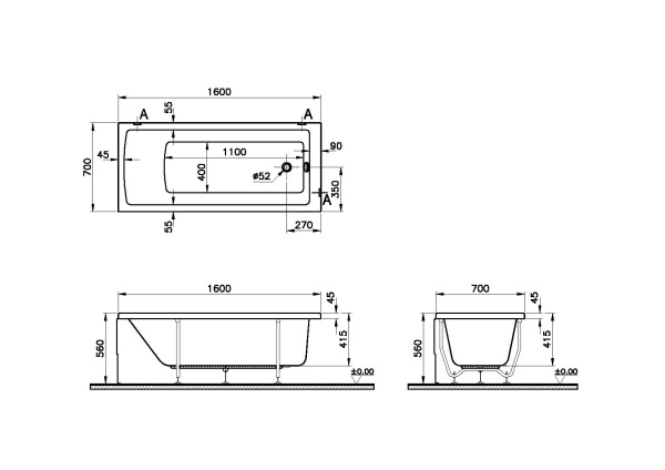 Ванна акриловая 160х70 Vitra Neon 52520001000 Ванна акриловая 160х70 Vitra Neon 52520001000