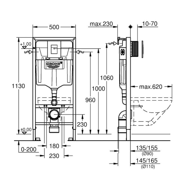 Инсталляция для подвесного унитаза с кнопкой  Grohe  38775001 Инсталляция для подвесного унитаза с кнопкой  Grohe  38775001