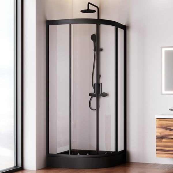 Душевой уголок AM.PM Gem 90x200x90 W90G-401-090BT профиль черный