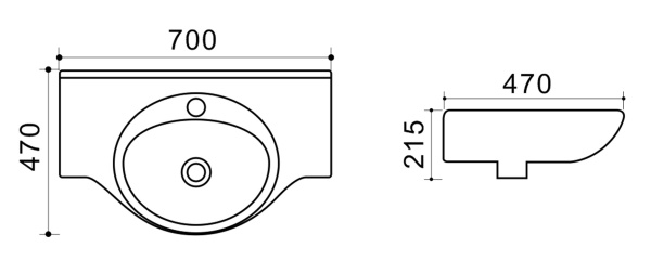 Раковина подвесная Azario 700x470x215 белый TEO-70