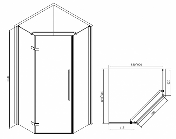 Душевой уголок 90x190 ABBER Ewiges Wasser AG05090B Душевой уголок 90x190 ABBER Ewiges Wasser AG05090B
