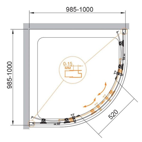 Душевой уголок 100x100 см Cezares ECO ECO-O-R-2-100-C-NERO хром Душевой уголок 100x100 см Cezares ECO ECO-O-R-2-100-C-NERO хром