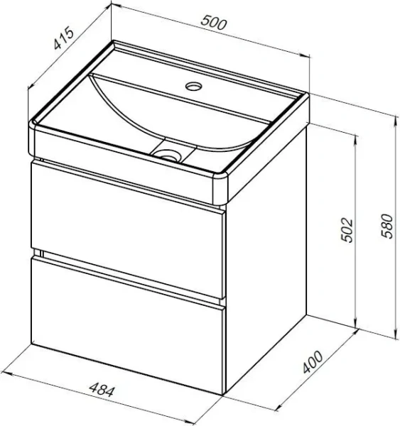 Тумба под раковину Aquanet Вега 50 см 00329594 подвесная черный матовый
