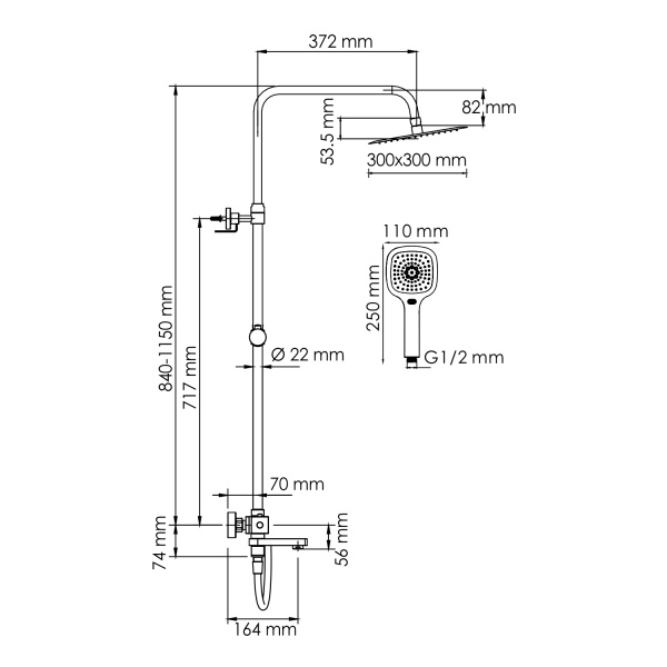 Душевая система с термостатическим смесителем WasserKRAFT A199.118.065.087.CH Thermo Душевая система с термостатическим смесителем WasserKRAFT A199.118.065.087.CH Thermo