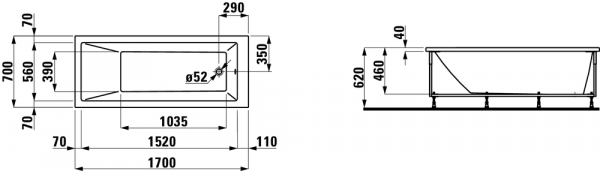Акриловая ванна 170x70 Laufen Pro 2.3095.6.000.000.1 Акриловая ванна 170x70 Laufen Pro 2.3095.6.000.000.1