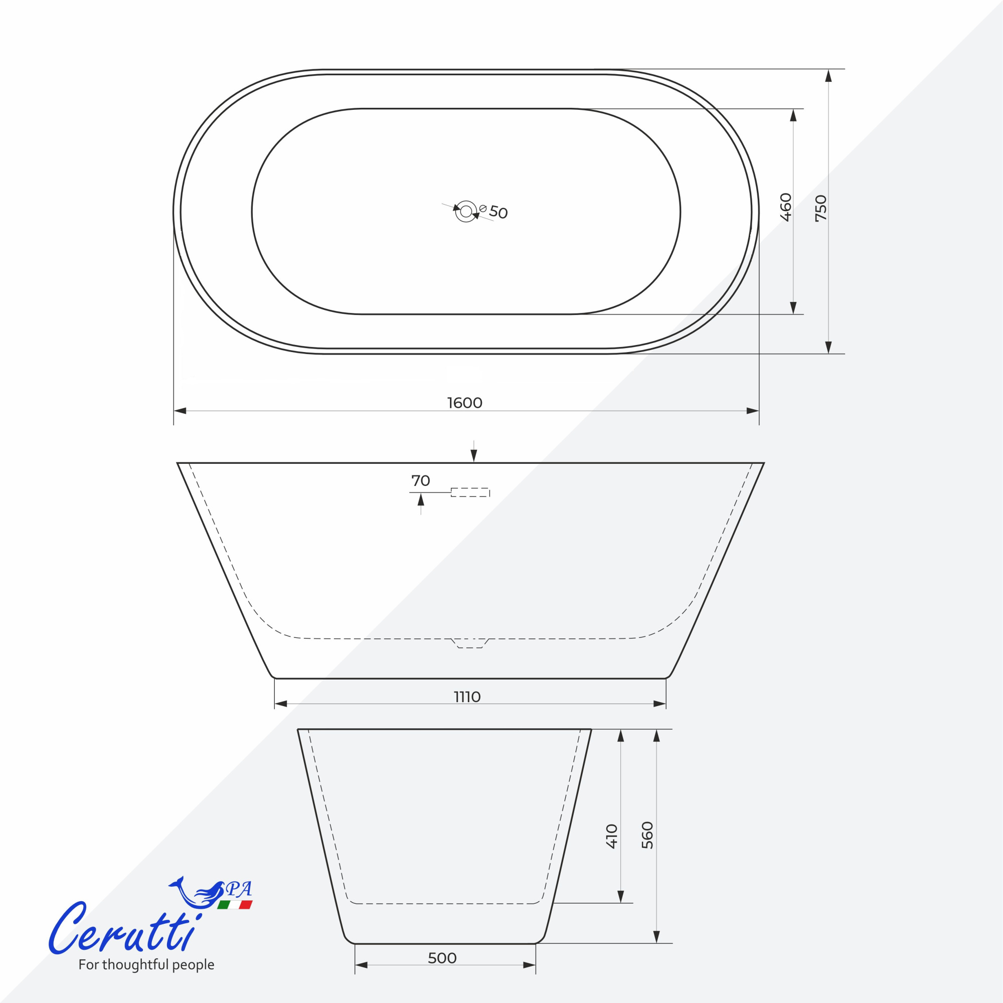 Ванна акриловая Ceruttispa Resia 160x75 CT10866
