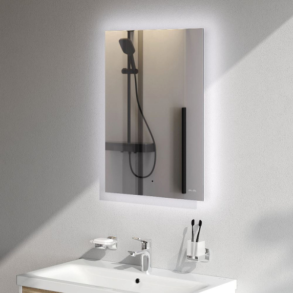 Зеркало Am.Pm X-Joy 50 см M85MOX10501S с подсветкой серый металлик