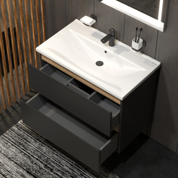 Комплект подвесной мебели 80 см и аксессуаров AM.PM X-Joy BK85GQ черный Комплект подвесной мебели 80 см и аксессуаров AM.PM X-Joy BK85GQ черный