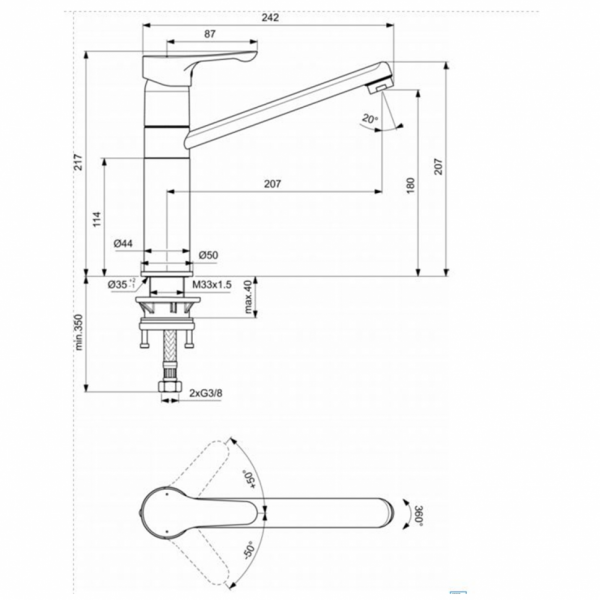 Cмеситель для кухонной мойки Ideal Standard ALPHA BC813AA Cмеситель для кухонной мойки Ideal Standard ALPHA BC813AA