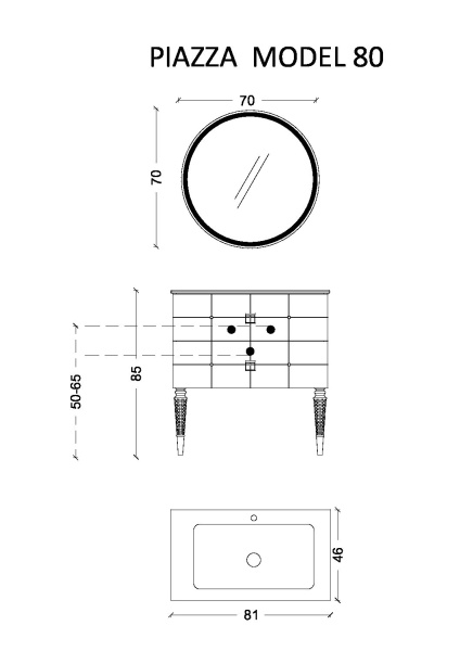 Тумба под раковину Armadi Art Piazza 80 см 841-080-WCR подвесная белая