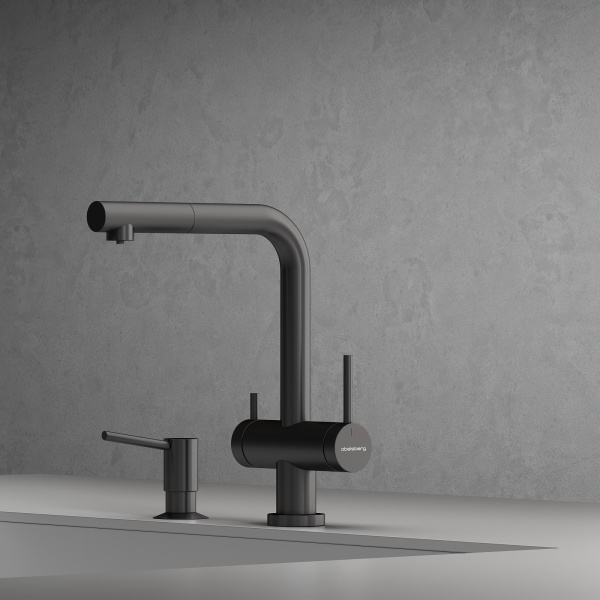 Смеситель для кухонной мойки Abelsberg Pura OTF70709GM космическая сталь брашированный