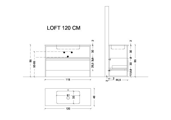 Консоль Armadi Art Loft 120 см 893-120 под раковину напольная