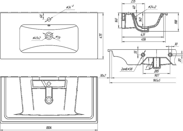Мебельная раковина MyJoys Euphoria 100 см 641235 накладная белая
