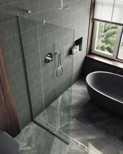 Душевая перегородка в узком профиле 89x195 см MaybahGlass  MGD-689-5у стекло бесцветное Душевая перегородка в узком профиле 89x195 см MaybahGlass  MGD-689-5у стекло бесцветное